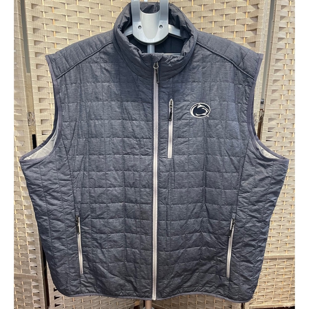 Cutter & Buck Penn State Nittany Lions CB WeatherTec Quilted Vest Gray Mens XL